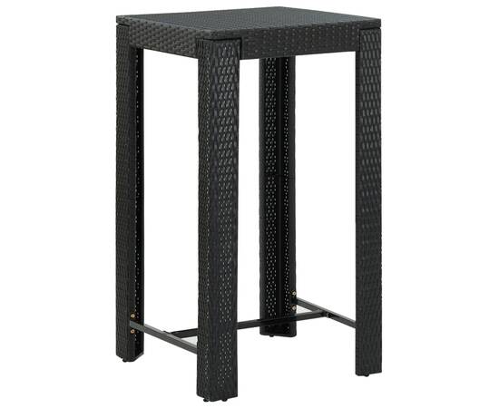 Set de bar de exterior cu cotieră, 3 piese, negru, poliratan, 9 image