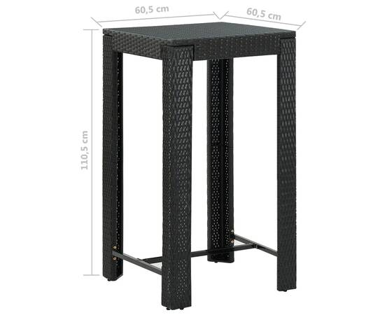 Set mobilier bar de grădină cu perne, 5 piese, negru, poliratan, 9 image