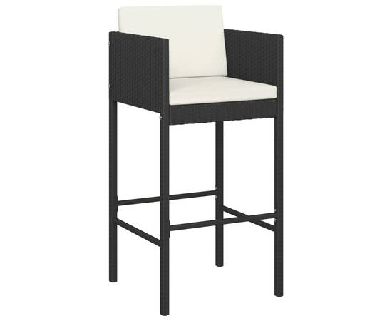 Set mobilier bar de grădină cu perne, 5 piese, negru, poliratan, 3 image