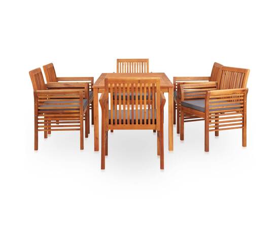 Set mobilier de exterior cu perne 7 piese, lemn masiv de acacia, 3 image