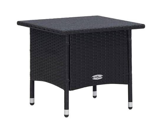 Set mobilier de grădină cu perne, 3 piese, negru, poliratan, 8 image