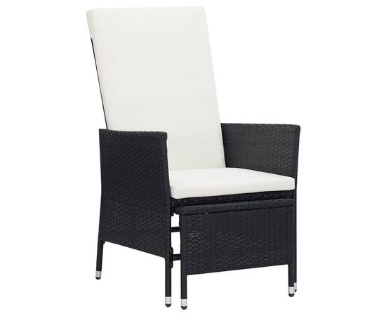 Set mobilier de grădină cu perne, 3 piese, negru, poliratan, 2 image