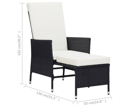 Set mobilier de grădină cu perne, 3 piese, negru, poliratan, 11 image