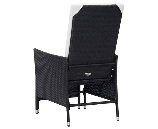 Set mobilier de grădină cu perne, 3 piese, negru, poliratan, 7 image