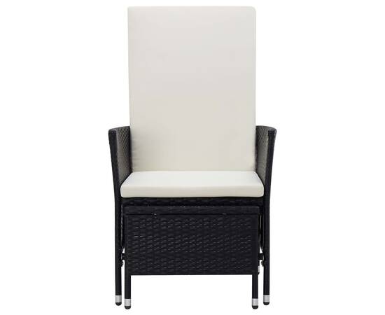 Set mobilier de grădină cu perne, 3 piese, negru, poliratan, 4 image