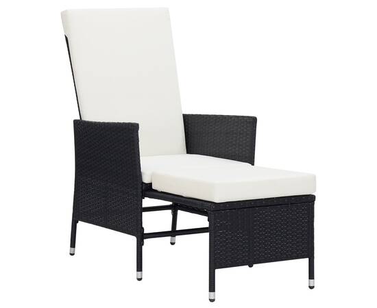 Set mobilier de grădină cu perne, 3 piese, negru, poliratan, 3 image