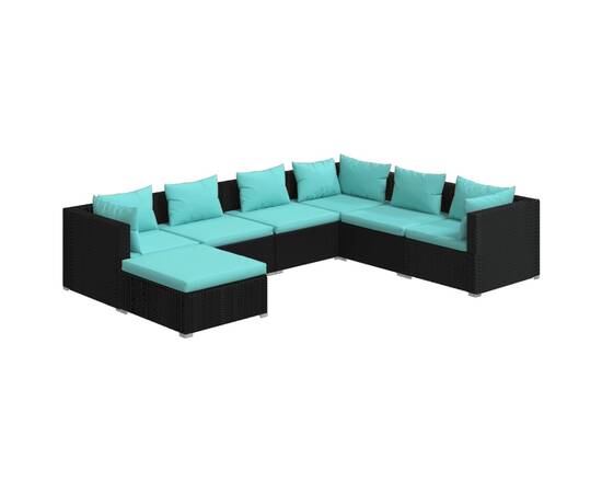 Set mobilier de grădină cu perne, 7 piese, negru, poliratan, 2 image