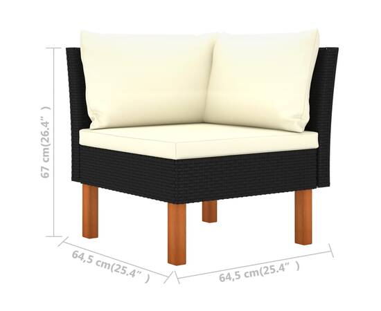 Set mobilier de grădină cu perne, 8 piese, negru, poliratan, 7 image