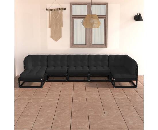 Set mobilier grădină cu perne, 7 piese, lemn masiv pin