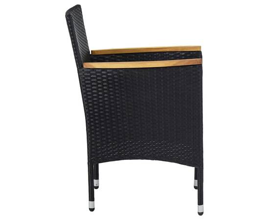 Set mobilier pentru grădină, 7 piese, negru, poliratan, 6 image