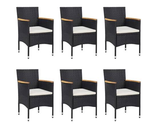 Set mobilier pentru grădină, 7 piese, negru, poliratan, 3 image