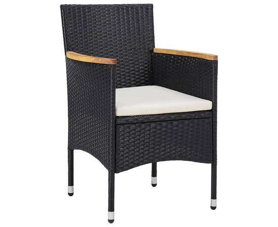 Set mobilier pentru grădină, 7 piese, negru, poliratan, 4 image