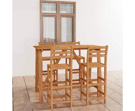 Set mobilier bar de exterior, 5 piese, lemn masiv de acacia