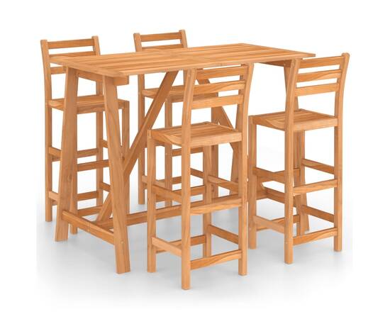 Set mobilier bar de exterior, 5 piese, lemn masiv de acacia, 2 image