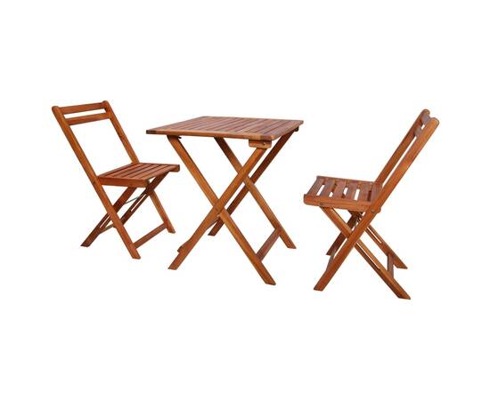 Set mobilier bistro pliabil, 3 piese, lemn masiv de acacia