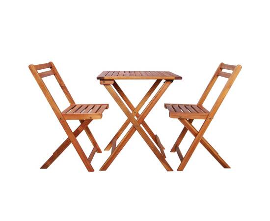 Set mobilier bistro pliabil, 3 piese, lemn masiv de acacia, 2 image