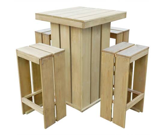 Set mobilier de exterior, 5 piese, lemn de pin tratat