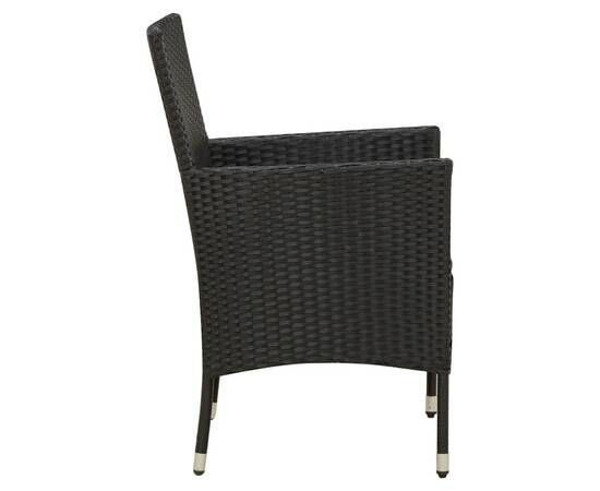 Set mobilier de exterior cu perne, 3 piese, negru, poliratan, 5 image