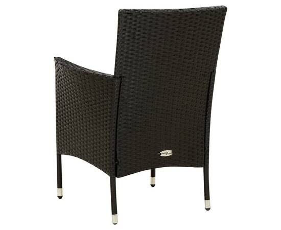 Set mobilier de exterior cu perne, 3 piese, negru, poliratan, 6 image