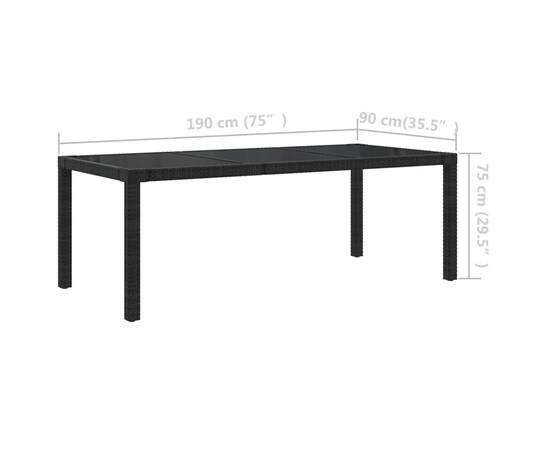 Set mobilier de exterior cu perne, 9 piese, negru, poliratan, 11 image