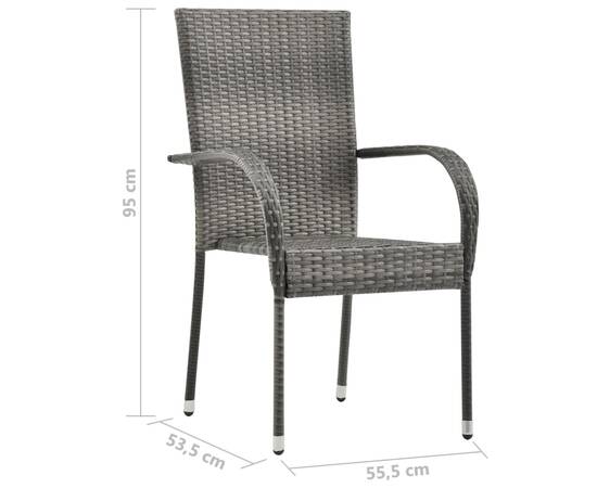 Set mobilier de grădină, 7 piese, gri, poliratan, 10 image