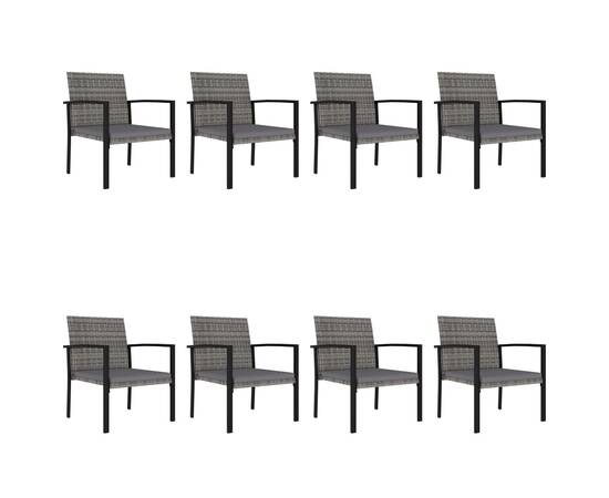 Set mobilier de masă pentru grădină, 9 piese, gri, poliratan, 7 image