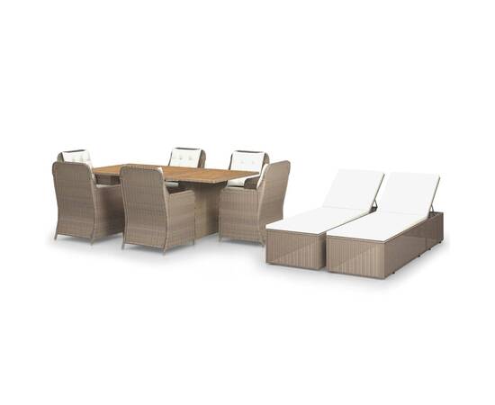 Set mobilier pentru grădină, 9 piese, maro, poliratan, 2 image