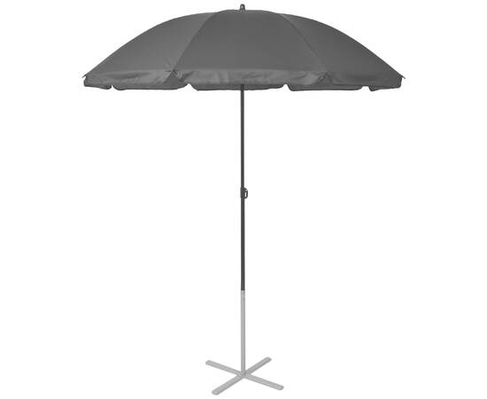 Șezlonguri de plajă cu umbrelă, negru, aluminiu, 3 image