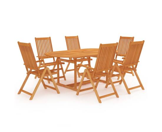 Set de masă pentru grădină, 7 piese, lemn masiv de tec, 2 image