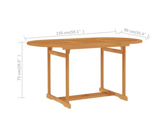 Set de masă pentru grădină, 7 piese, lemn masiv de tec, 10 image