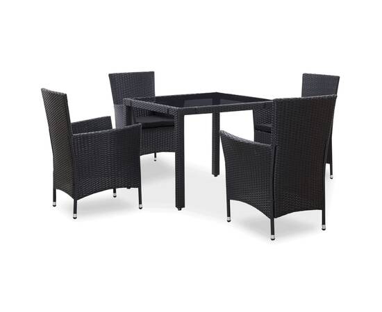 Set de mobilier de exterior, 5 piese, negru, poliratan