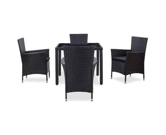 Set de mobilier de exterior, 5 piese, negru, poliratan, 2 image