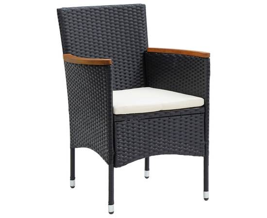 Set mobilier de grădină, 7 piese, negru, 9 image