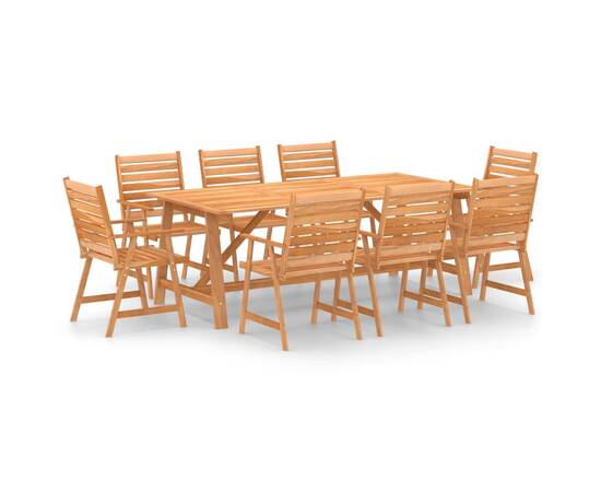 Set mobilier de grădină, 9 piese, lemn masiv de acacia, 2 image