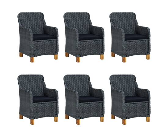 Set mobilier exterior cu perne, 7 piese, gri închis, poliratan, 2 image