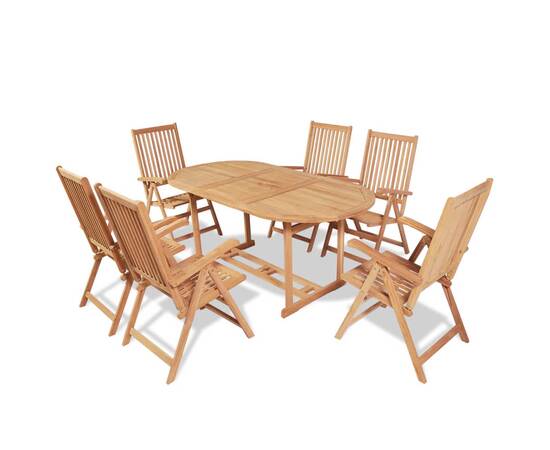 Set mobilier exterior cu scaune pliabile 7 piese lemn tec masiv