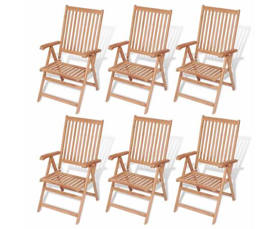 Set mobilier exterior cu scaune pliabile 7 piese lemn tec masiv, 7 image