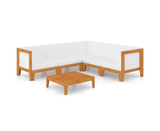 Set mobilier grădină cu perne, 6 piese, lemn masiv acacia, 2 image