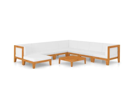 Set mobilier grădină cu perne, 9 piese, lemn masiv acacia, 2 image