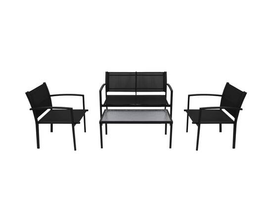 Set mobilier de grădină, 4 piese, negru, textilenă, 2 image