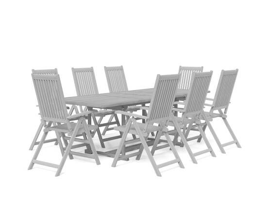 Set mobilier de grădină, 9 piese, lemn masiv de acacia, 2 image