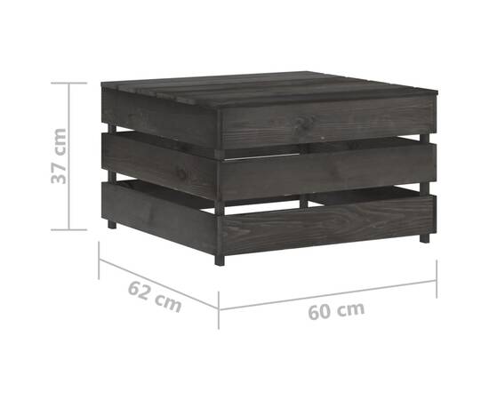 Set mobilier de grădină cu perne, 6 piese, gri, lemn tratat, 10 image