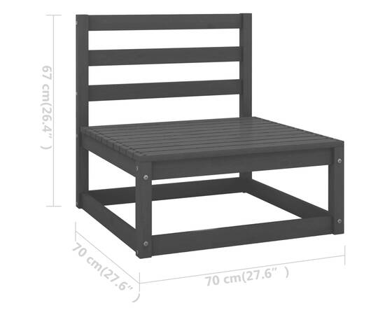 Set mobilier de grădină cu perne14 piese, negru, lemn masiv pin, 10 image