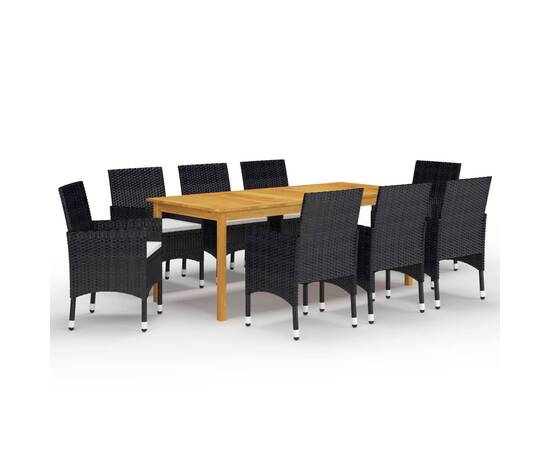 Set mobilier de grădină, 9 piese, negru