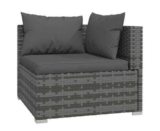 Set mobilier de grădină cu perne, 8 piese, gri, poliratan, 3 image