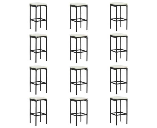 Set mobilier bar de grădină cu perne, 16 piese, negru poliratan, 7 image