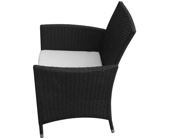 Set mobilier de exterior cu perne, 7 piese, negru, poliratan, 4 image