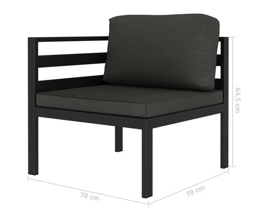 Set mobilier de grădină cu perne, 2 piese, antracit, aluminiu, 3 image