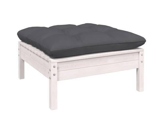 Set mobilier de grădină cu perne, 5 piese, alb, lemn de pin, 6 image