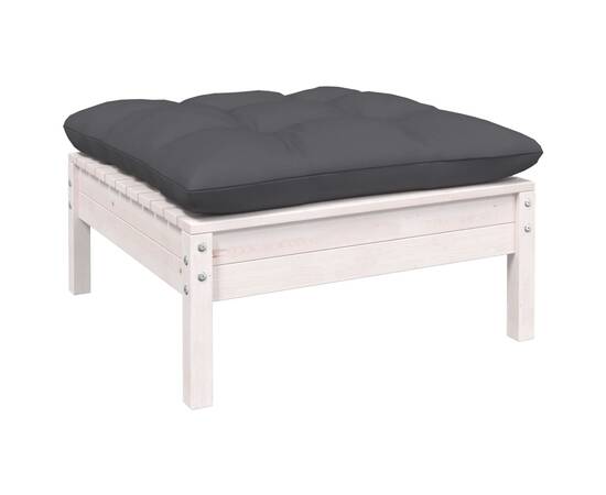 Set mobilier de grădină cu perne, 6 piese, alb, lemn de pin, 6 image